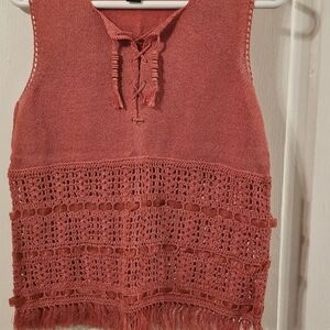 Rust Sleeveless Crochet Top